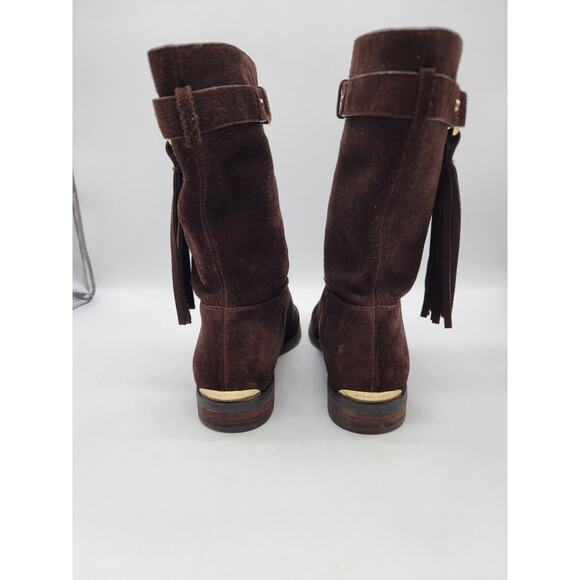 Michael Kors Women's Rhea Fringe Suede Boot Bootie Winter Boots Brown Size 6.5 - Picture 6 of 10